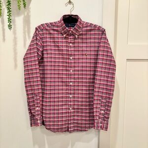 Ralph Lauren Mens Pink Plaid Long Sleeve Button Down Shirt 100% Cotton Size S